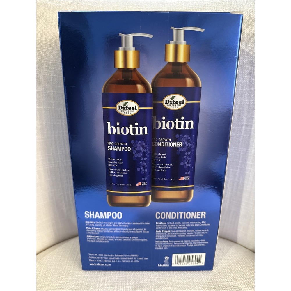 Difeel ~ Biotin Pro-Growth Shampoo & Conditioner ~ Prevent Hair Loss 33.8 fl oz - Picture 2 of 4